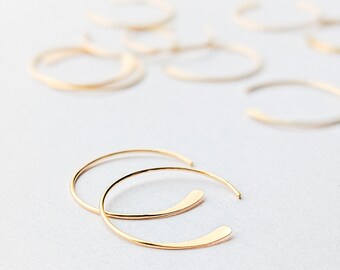 Tiny Moon Hoops in 14K Gold Fill - Small Minimalist Everyday Lightweight Hoop Earrings Handmade by Queens Metal