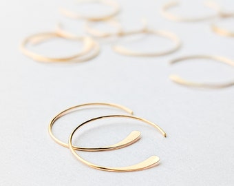 Tiny Moon Hoops in 14K Gold Fill - Small Minimalist Everyday Lightweight Hoop Earrings Handmade by Queens Metal