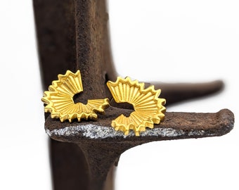 Pencil Shaving Post Earrings in 14k Gold Plated - Large Sculptural Studs