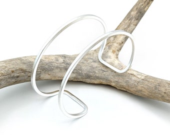 Twice as Nice Cuff Bangle in Silver Dipped - Minimalist Modern Understated Simple Bracelet