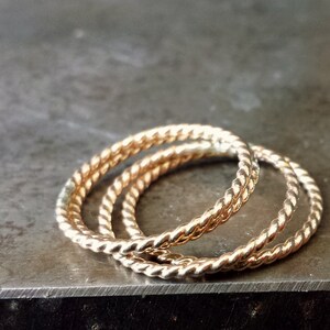 Twist Gold Filled Ring A Single Narrow Stackable Band Handmade by Queens Metal image 2