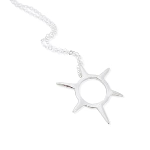 Mini Sunburst Pendant - Spike Necklace - Sterling Silver Small Burst Necklace