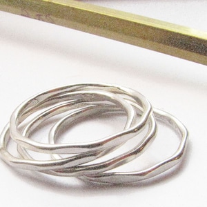 Silver Stacking Rings - Four Narrow Stackable Bands in Sterling Silver by Queens Metal