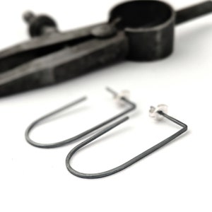 Slim Hoops in Sterling Silver - Small Minimalist Everyday Lightweight Hoop Earrings Handmade by Queens Metal