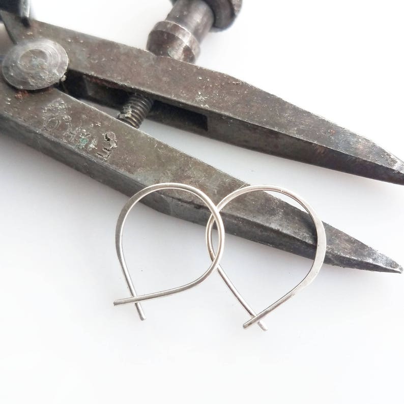 Super Tiny Perfect Hoops in Sterling Silver Small Minimalist Everyday Lightweight Hoop Earrings Handmade by Queens Metal image 1