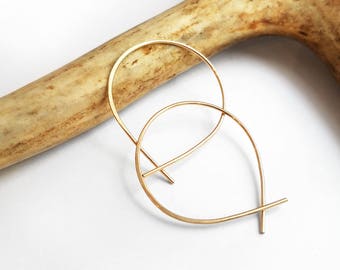 Mini Perfect Hoops in Gold - Small Minimalist Everyday Lightweight Hoop Earrings Handmade by Queens Metal