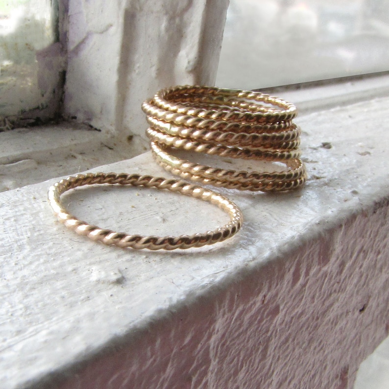 Twist Gold Filled Ring A Single Narrow Stackable Band Handmade by Queens Metal image 3