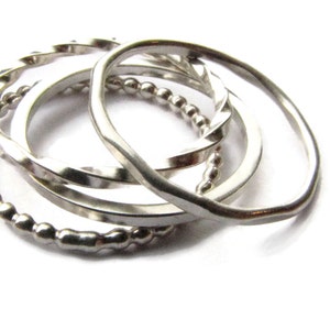 Quattro Rings Four Stacking Bands in Sterling Silver Narrow Simple Ring image 2