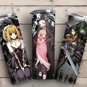 アニメ 鬼滅の刃 タンブラー 蓋とストロー付き ステンレススチール カスタム スキニー 20オンス
