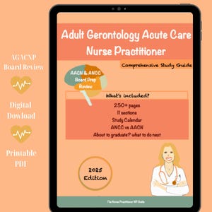 Revisione della preparazione al consiglio di amministrazione AGACNP, Infermieristica di terapia intensiva, Guida NP, Download digitale, Guida allo studio in terapia intensiva, ANCC, AACN CCRN