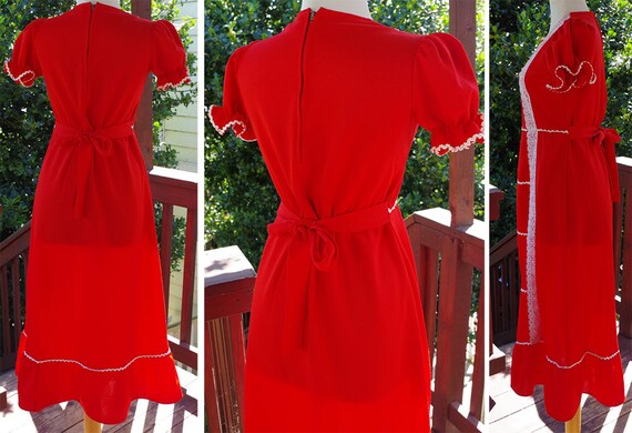 Strawberry 1960's 70's Vintage Bright Red Polyest… - image 4