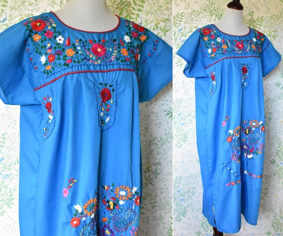 GUADALAJARA Vintage Blue Ethnic Embroidered Dress… - image 2