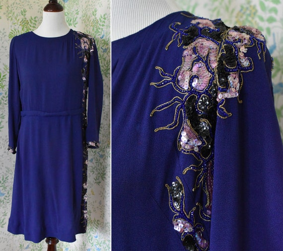 Deep ROYAL Blue 1930's Vintage Beautiful Art Deco