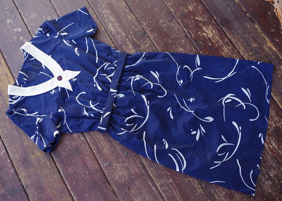 NAVY Blue 1970's 80's Vintage Navy Blue + White P… - image 5