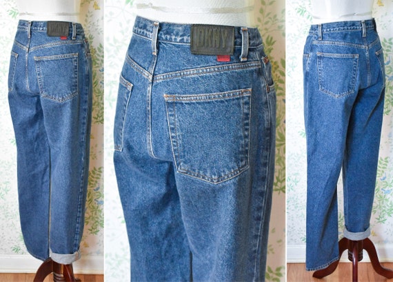 DKNY 1990's Vintage High Waist Pure Cotton Blue J… - image 4