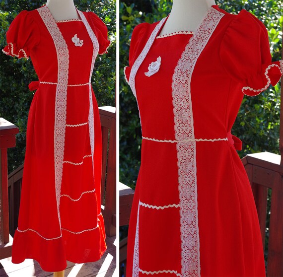 Strawberry 1960's 70's Vintage Bright Red Polyest… - image 3