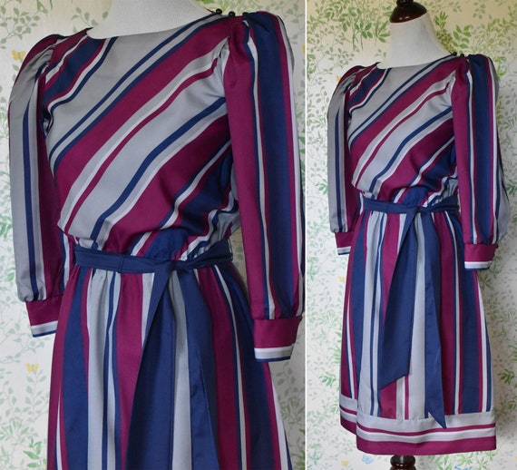 CANDY Stripes 1970's 80's Vintage Deep Navy Blue … - image 3