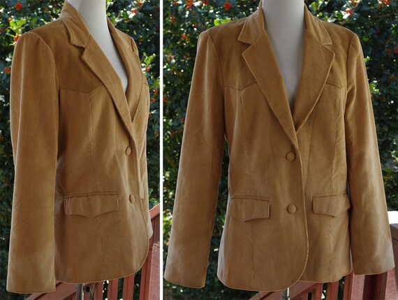 DALLAS 1970's Vintage Light Brown Tan Corduroy Bla
