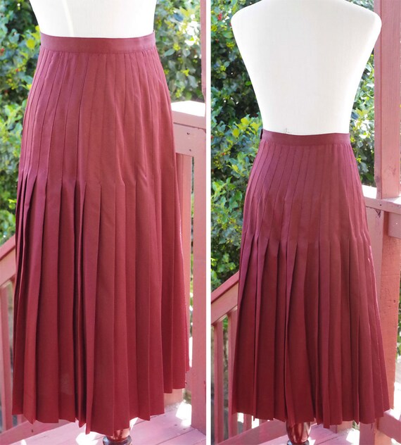 Little PLEATS 1970's Vintage Deep Reddish Brown P… - image 4