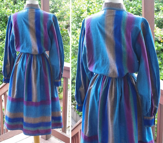 AZURE Stripes 1970's 80's Vintage Blue Purple + T… - image 4