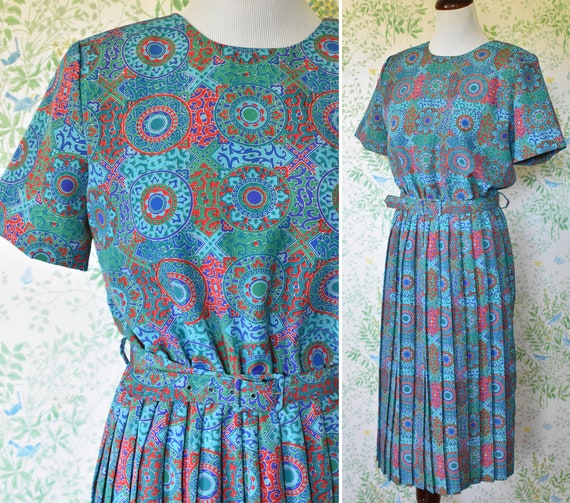 MANDALA 1970's 80's Vintage Bright Teal Blue + Re… - image 4