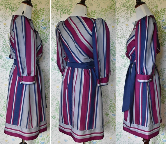 CANDY Stripes 1970's 80's Vintage Deep Navy Blue … - image 4