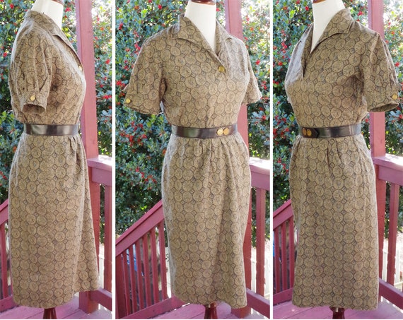 INDEPENDENCE Day 1950's Vintage Olive Green Cotto… - image 5