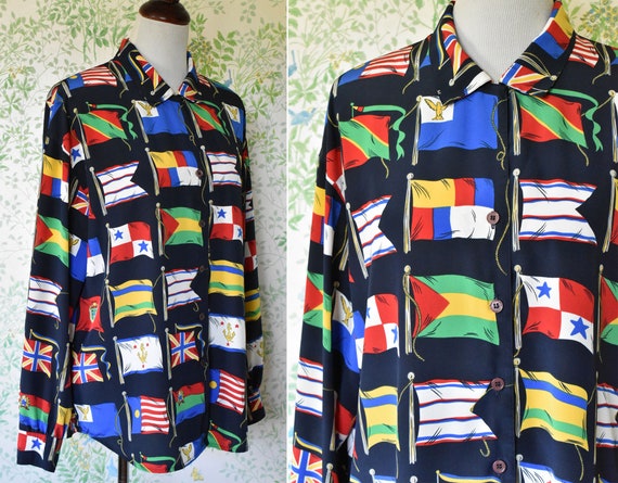 NAUTICAL Flags 1980's 90's Vintage Navy Blue Colo… - image 5