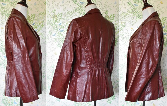 BROOKLYN 1970's Vintage Dark Oxblood Red Brown Le… - image 4