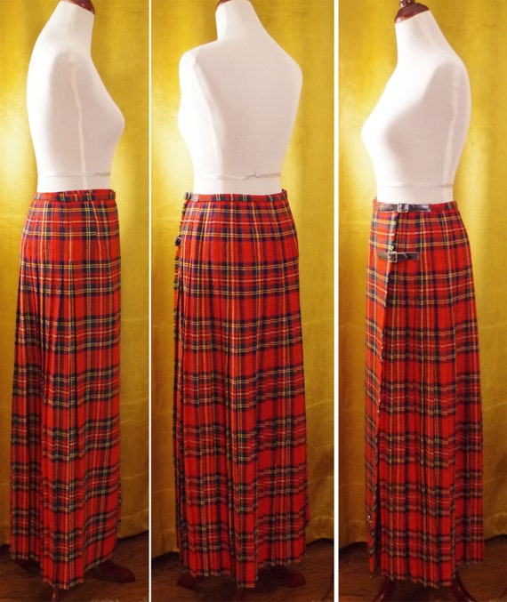 TARTAN 1940's Vintage Classic Red + Black Pleated… - image 4