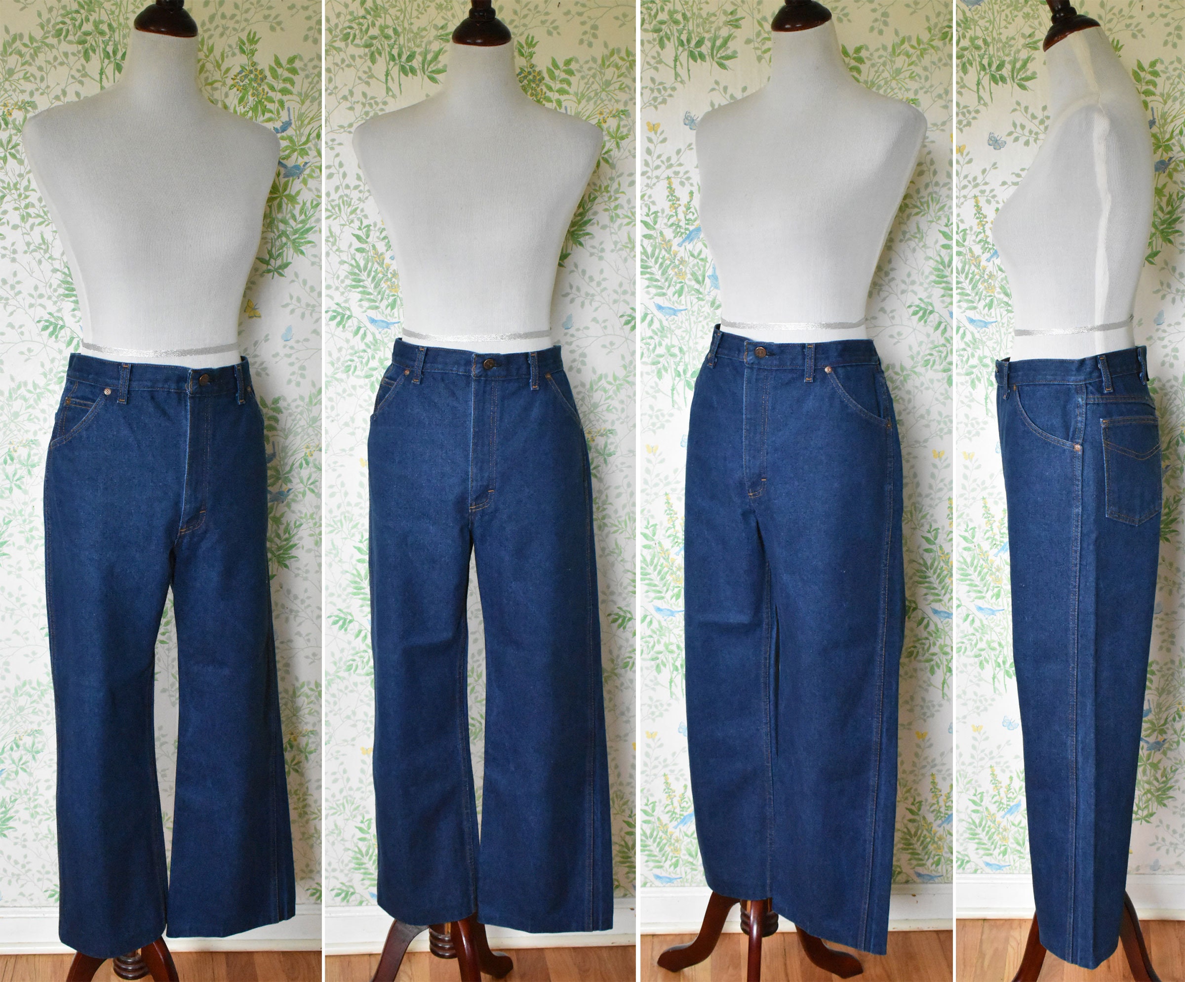 パンツ ROEBUCKS DENIM PANT W33 1970'S OLD USED Genuine ROEBUCKS 1970's Vintage Men's Dark Blue High Waist