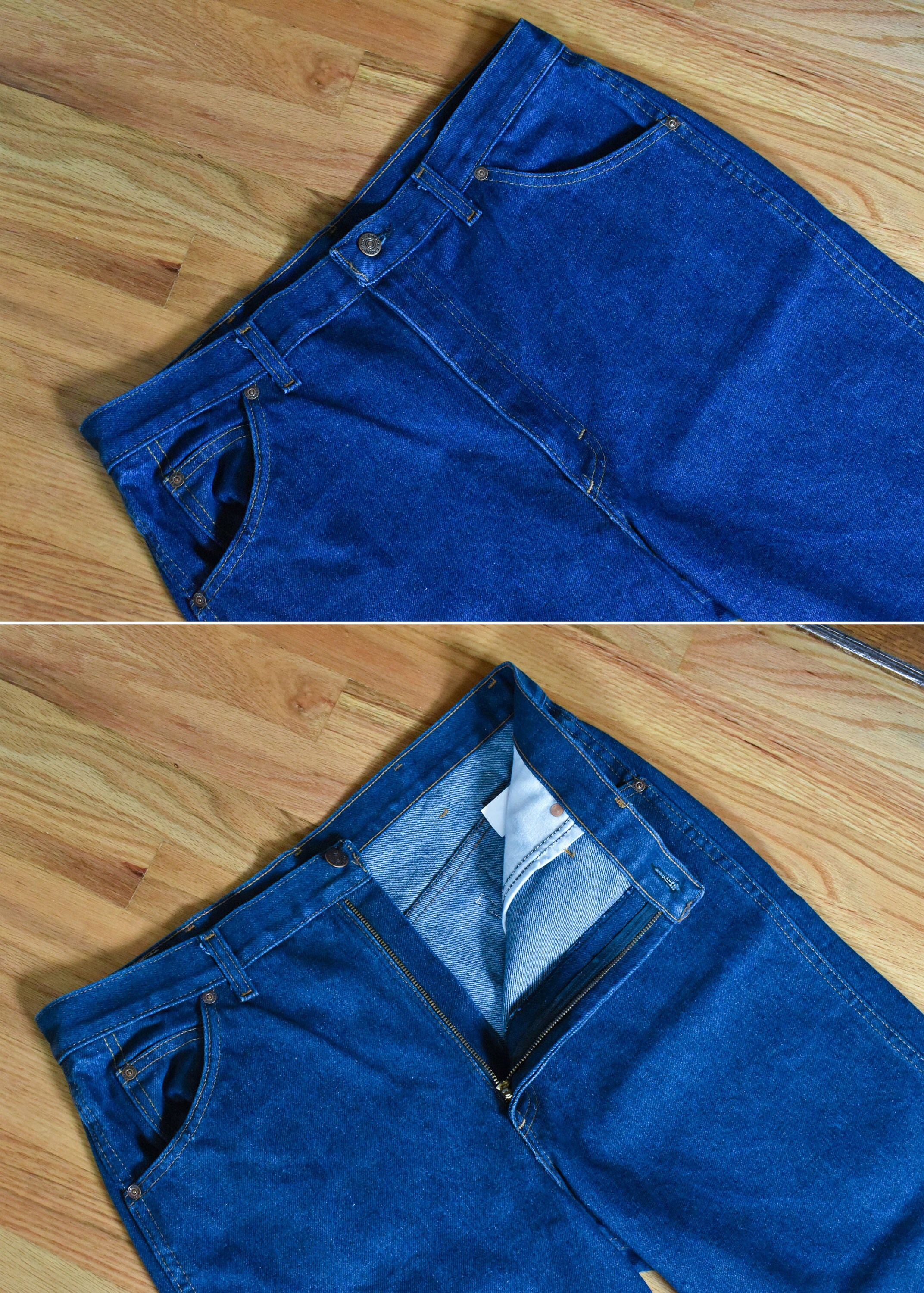 Genuine ROEBUCKS 1970's Vintage Men's Dark Blue High Waist