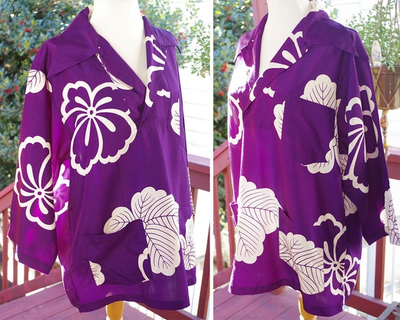 FIJI 1960's 70's Vintage Deep Purple Cotton SILK … - image 4