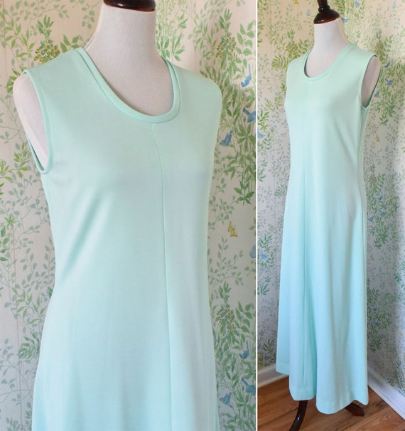 SEAFOAM 1970's Vintage Solid Light Teal Blue-Gree… - image 1