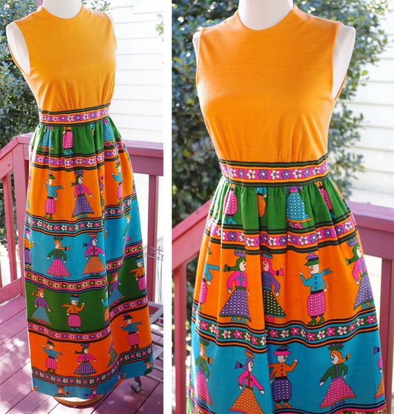 GUATEMALAN 1960's 70's Vintage Bright Orange Slee… - image 2