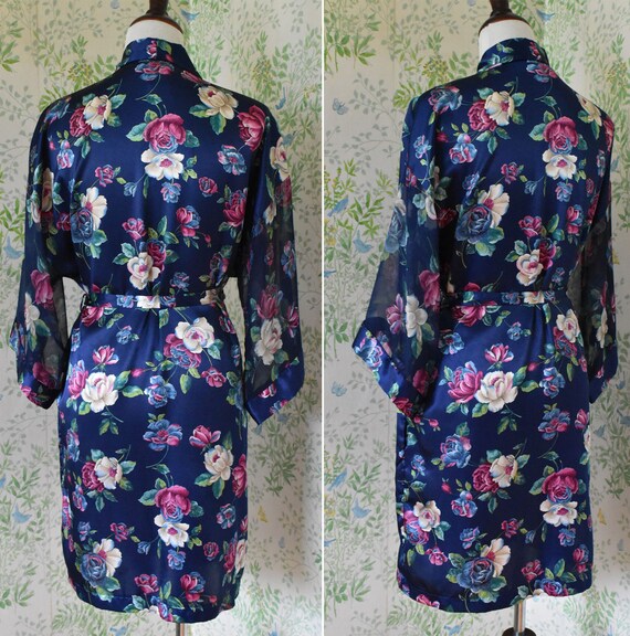 ROSES 1980's 90's Vintage Deep Navy Blue + Pink S… - image 7