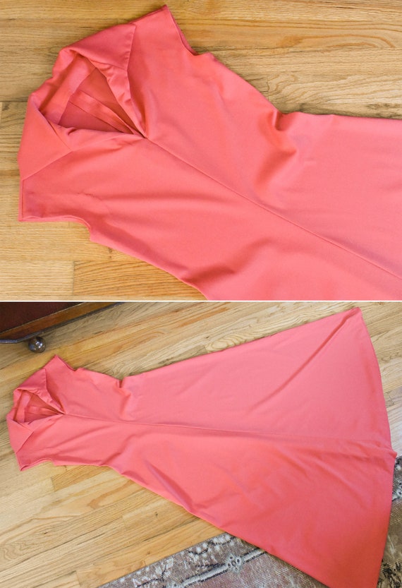 CORAL Pink 1970's Vintage Solid Deep Coral Pink L… - image 7