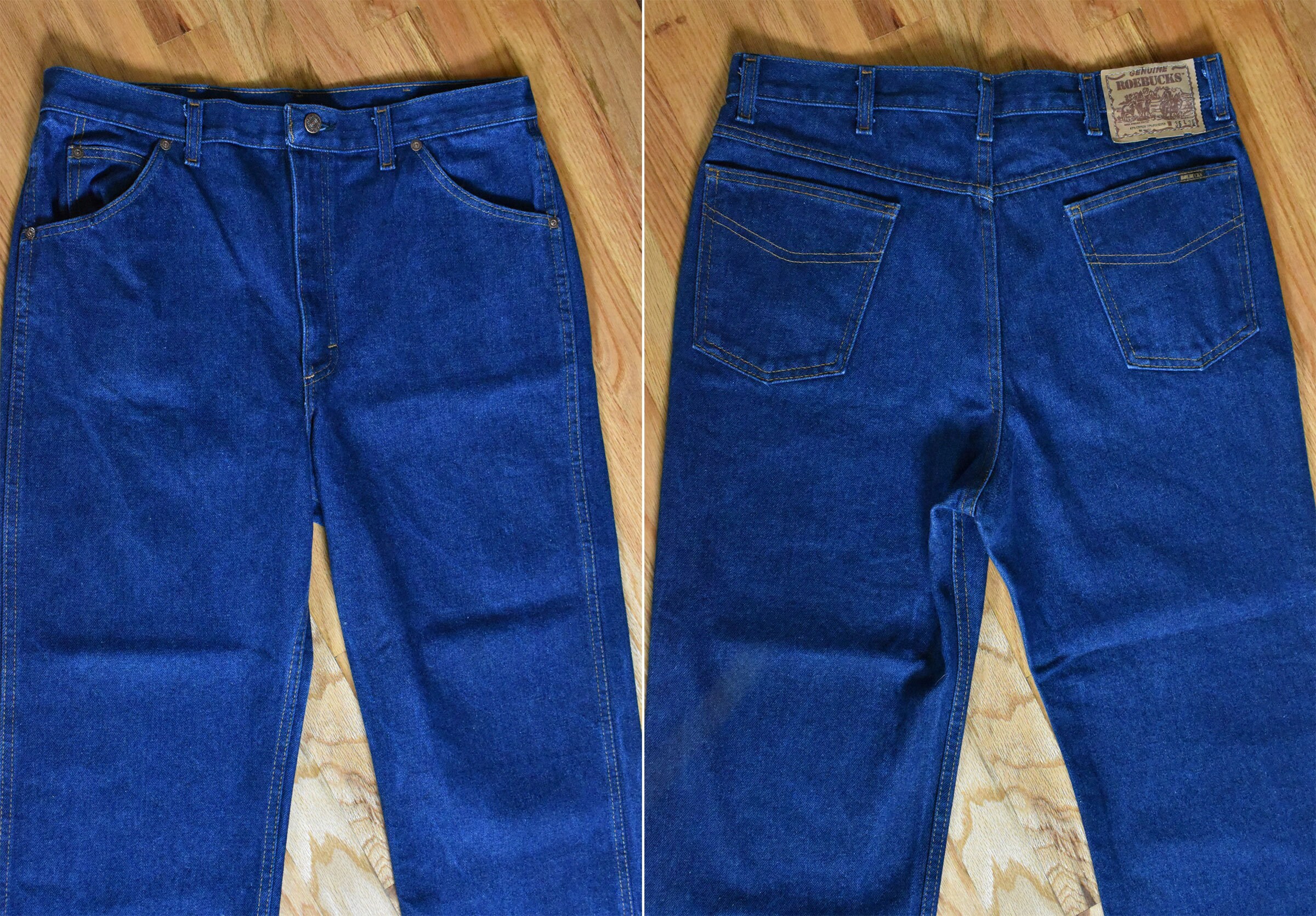 Genuine ROEBUCKS 1970's Vintage Men's Dark Blue High Waist