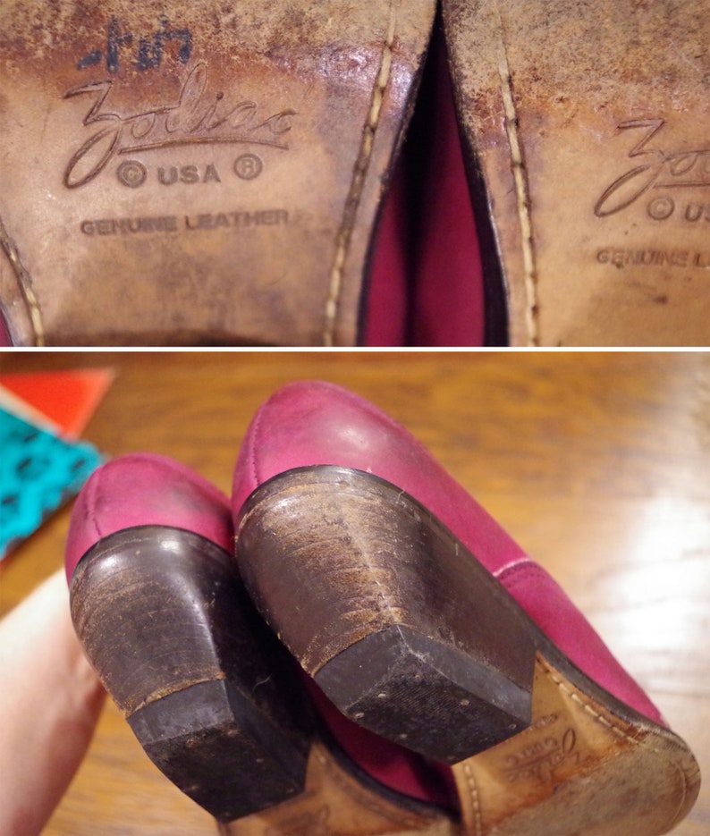 EGGPLANT 1980/'s 90/'s Vintage Deep Purple Dyed Leather Western Ankle Boots Booties by ZODIAC size 4 12 4.5 M