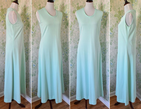 SEAFOAM 1970's Vintage Solid Light Teal Blue-Gree… - image 3