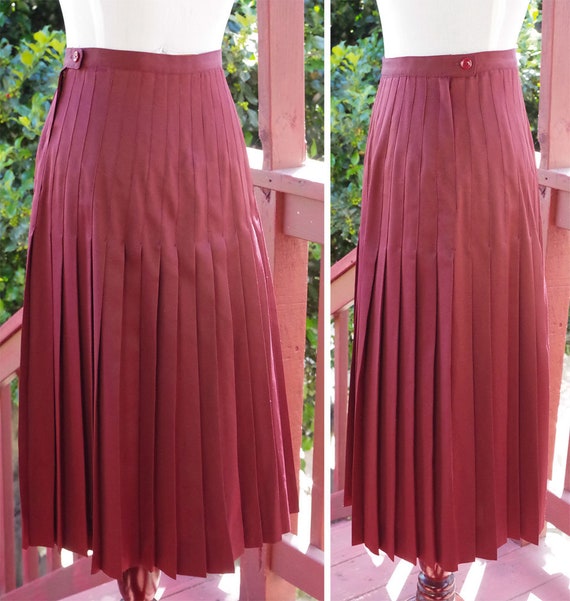 Little PLEATS 1970's Vintage Deep Reddish Brown P… - image 2