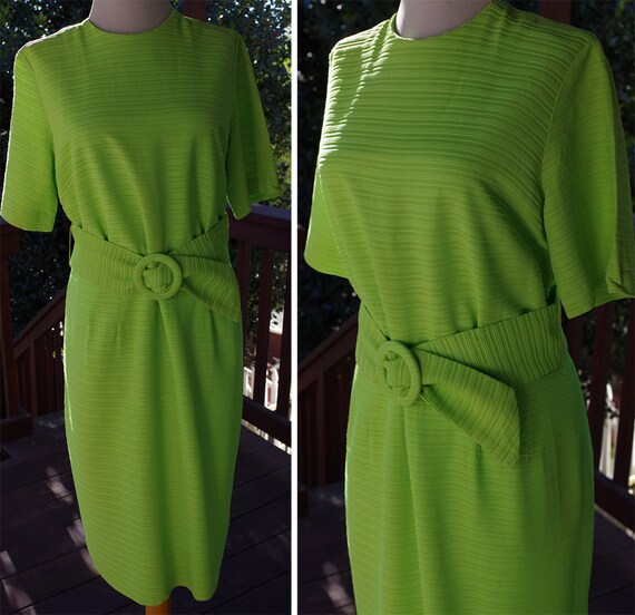 ATOMIC Green 1960's Vintage Bright Neon Green Dre… - image 2