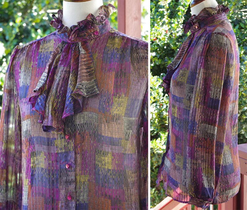 VICTORIAN Ruffle 1970's 80's Vintage Sheer Purple | Etsy