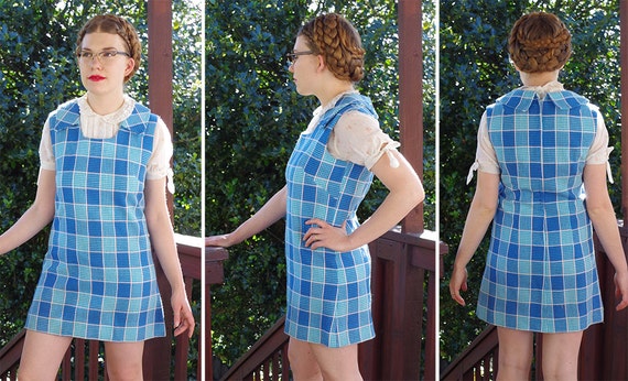 Baby BLUES 1960's 70's Vintage Plaid Sleeveless J… - image 2