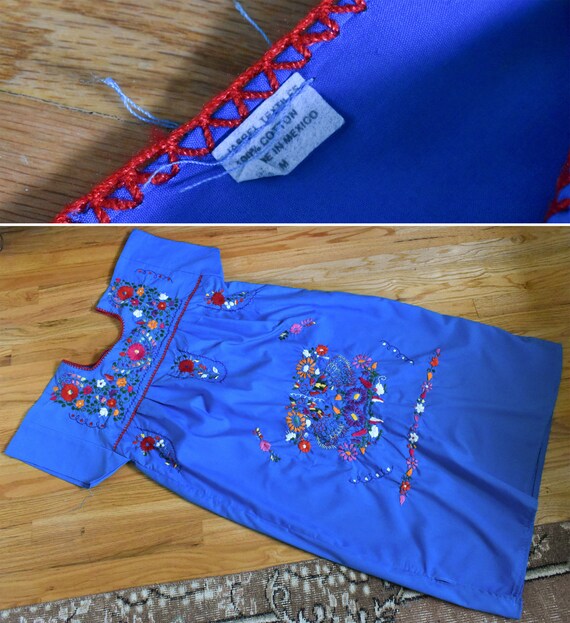 GUADALAJARA Vintage Blue Ethnic Embroidered Dress… - image 10