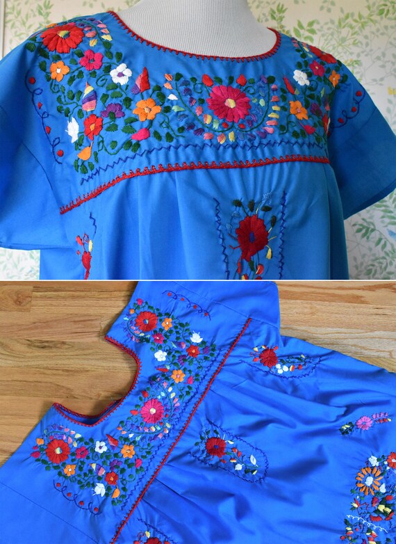 GUADALAJARA Vintage Blue Ethnic Embroidered Dress… - image 9