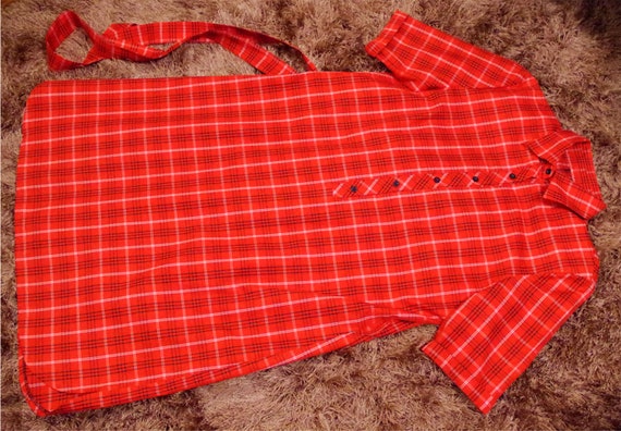 TOMATO 1960's 70's Vintage Bright Red Plaid Cotto… - image 8