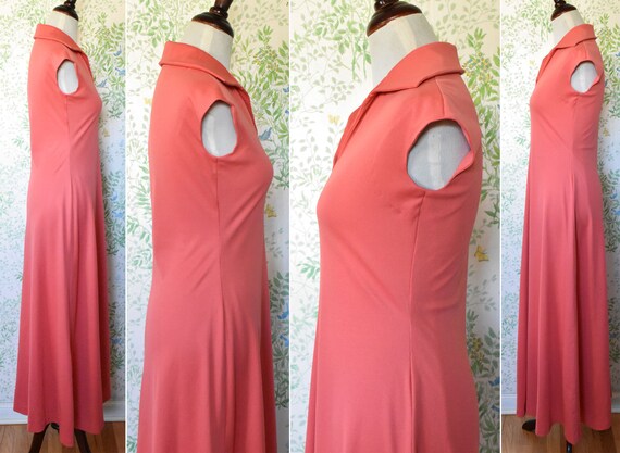 CORAL Pink 1970's Vintage Solid Deep Coral Pink L… - image 4