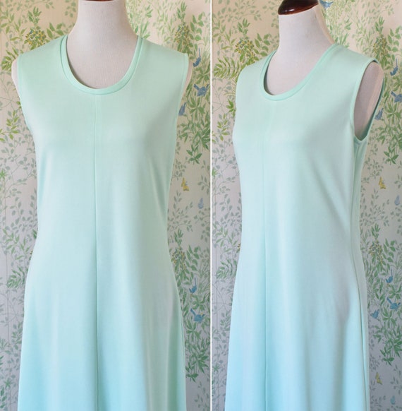 SEAFOAM 1970's Vintage Solid Light Teal Blue-Gree… - image 2