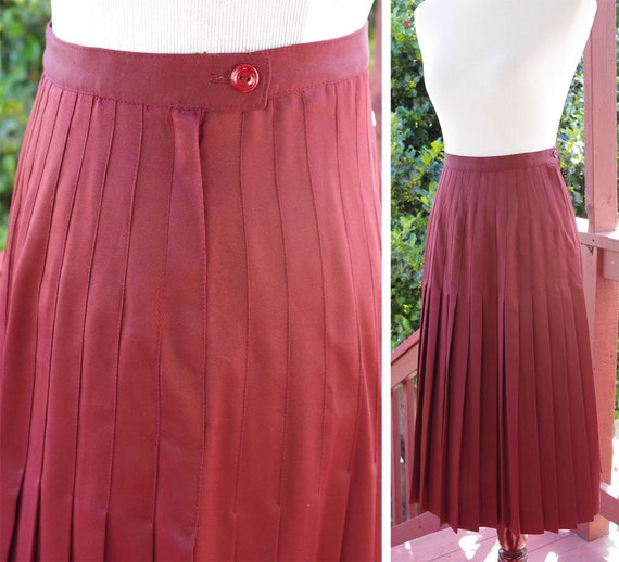 Little PLEATS 1970's Vintage Deep Reddish Brown P… - image 3